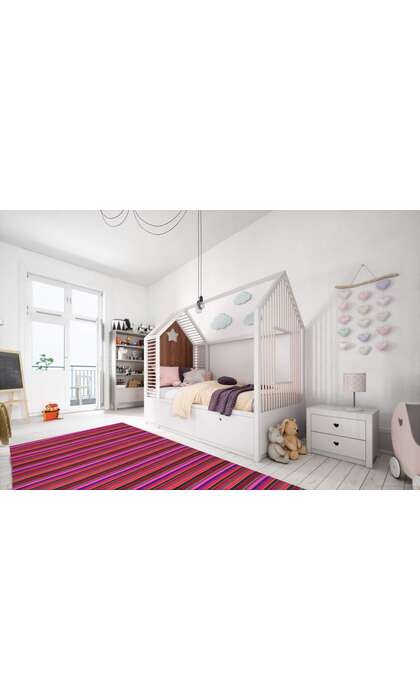 9 x 12 Vintage Turkish Striped Kilim Rug 60798 Kids Room