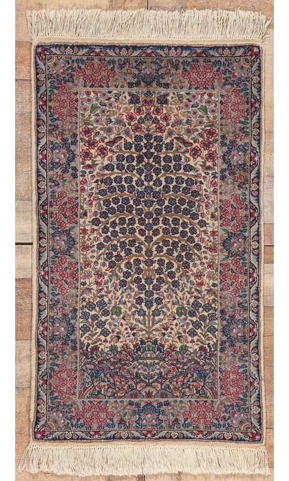 ​2 x 4 Vintage Chinese Kerman Tree of Life Prayer Rug 78697