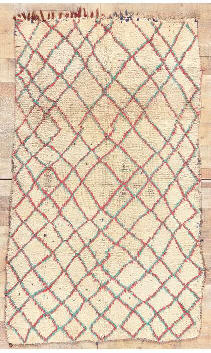 3 x 6 Vintage Boucherouite Moroccan Rag Rug 74819