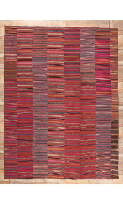 10 x 13 Vintage Turkish Striped Kilim Rug 60640