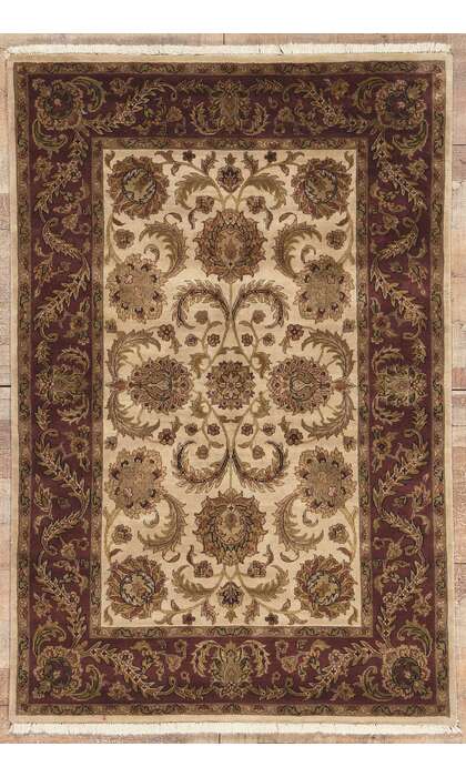 4 x 6 Earth-Tone Vintage Indian Rug 78692