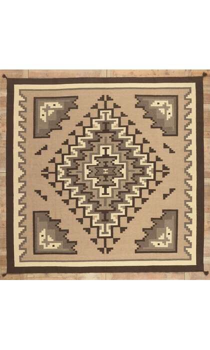 10 x 10 Southwest Modern Two Grey Hills Navajo-Style Rug 81039