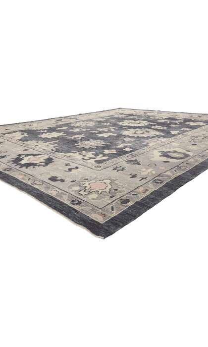 10 x 12 Modern Black Oushak Turkish Rug 52362