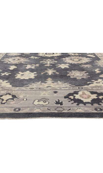 10 x 12 Modern Black Oushak Turkish Rug 52362