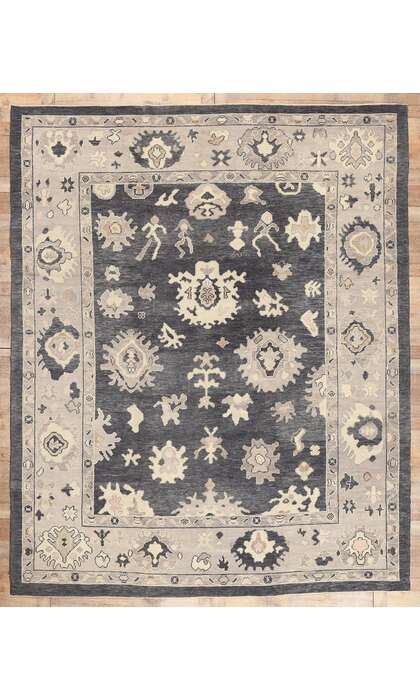 10 x 12 Modern Black Oushak Turkish Rug 52362