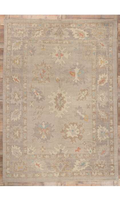 9 x 12 Modern Earth-Tone Turkish Oushak Rug 52376