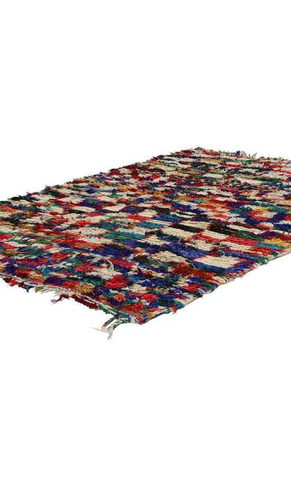 4 x 6 Colorful Vintage Checkered Moroccan Azilal Rug 21721
