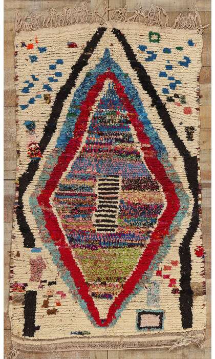 4 x 6 Colorful Vintage Morocccan Azilal Rag Rug 21722