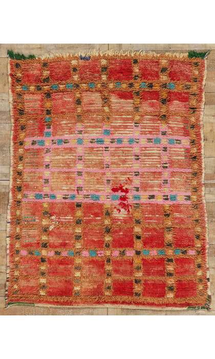 5 x 6 Vintage Red Moroccan Azilal Rug 21723
