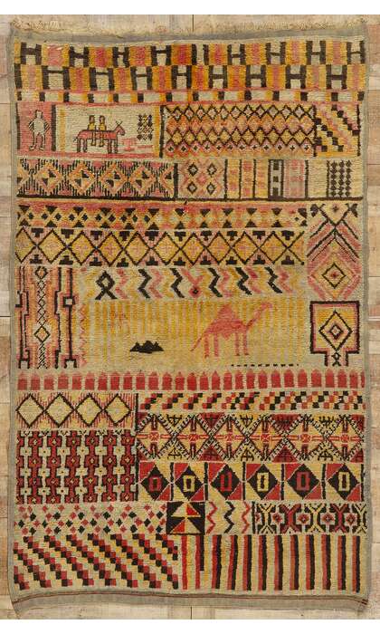 5 x 8 Vintage Boujad Pictorial Moroccan Rug 21726