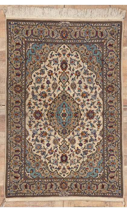 ​4 x 6 Vintage Persian Shadsar Kashan Rug 78701