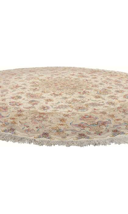 ​8 x 8 Vintage Persian Tabriz Round Area Rug 78716​