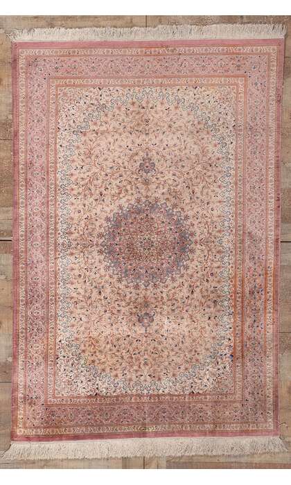 4 x 6 Vintage Persian Silk Qum Rug 78681