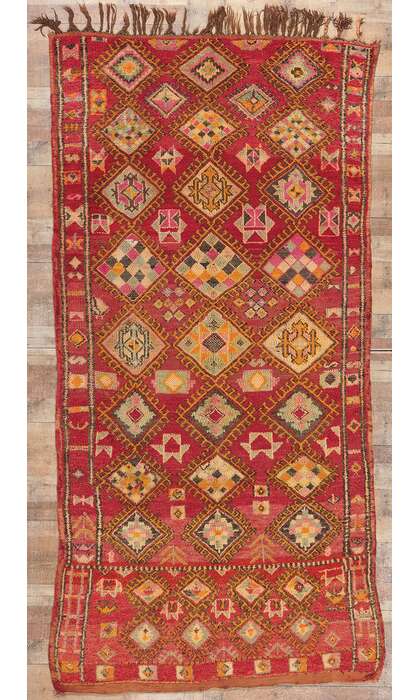 5 x 11 Vintage Red Boujad Moroccan Rug 21344