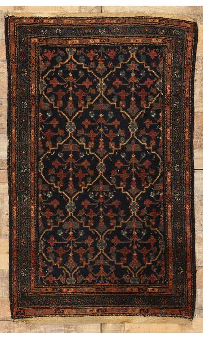 3 x 4 Small Antique Black Persian Hamadan Rug 78737