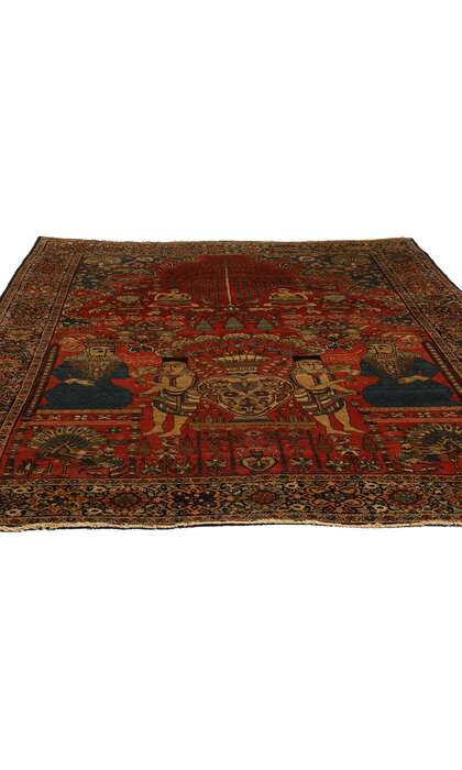 4 x 6 Antique Persian Farahan Pictorial Rug 78724