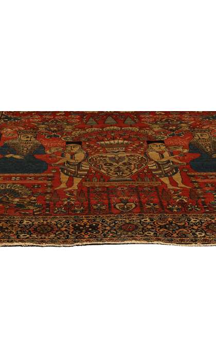 4 x 6 Antique Persian Farahan Pictorial Rug 78724