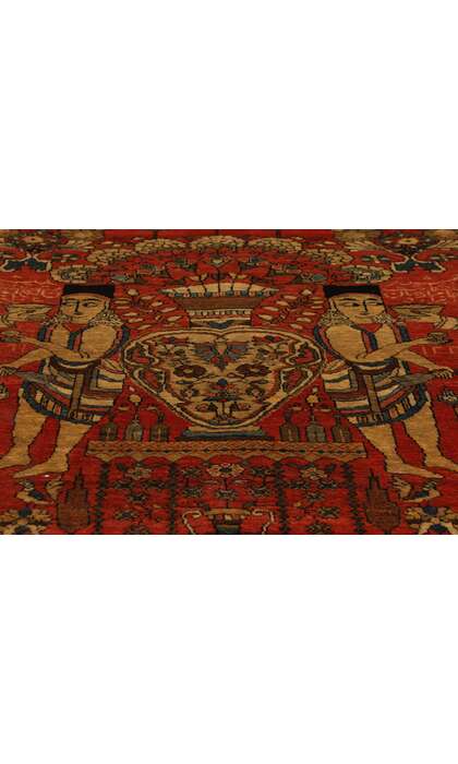 4 x 6 Antique Persian Farahan Pictorial Rug 78724