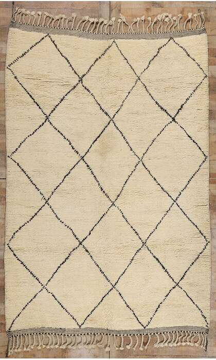 7 x 10 Vintage Neutral Moroccan Beni Ourain Rug 21828