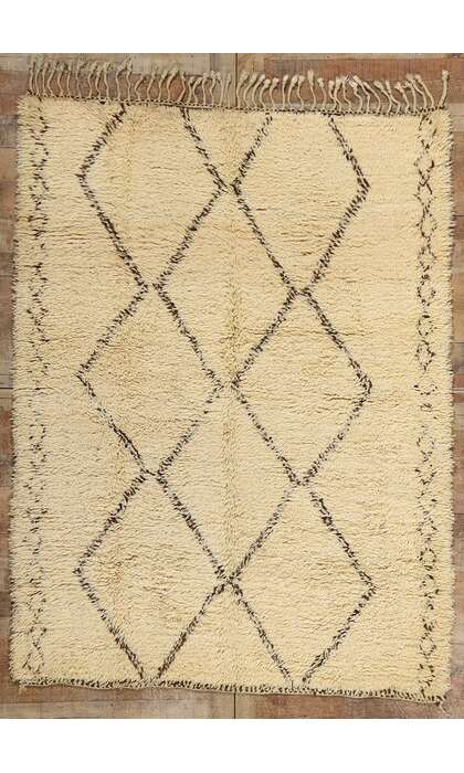​6 x 7 Vintage Neutral Moroccan Beni Ourain Rug 21748