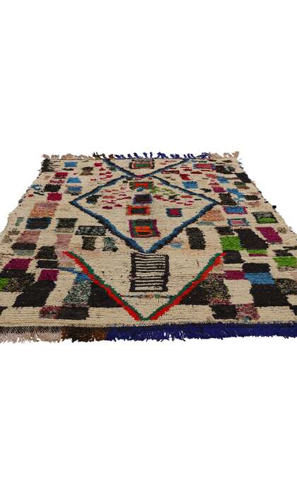 4 x 7 Vintage Boucherouite Moroccan Azilal Rag Rug 21836