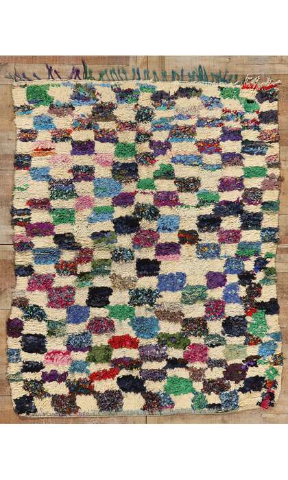 5 x 6 Colorful Vintage Moroccan Azilal Rag Rug 21741