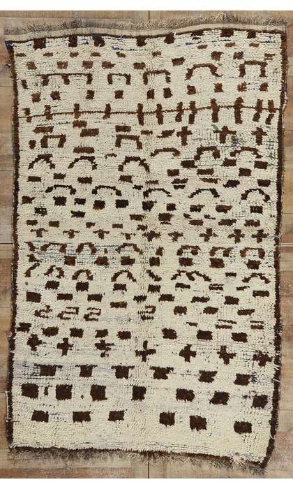 5 x 8 Vintage Neutral Moroccan Azilal Rag Rug 21817