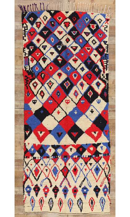 4 x 10 Colorful Vintage Moroccan Azilal Rag Rug 21739