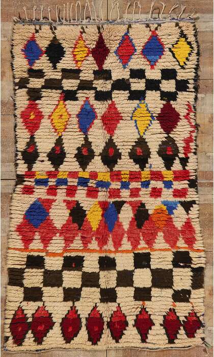 4 x 7 Vintage Moroccan Azilal Rag Rug 21783