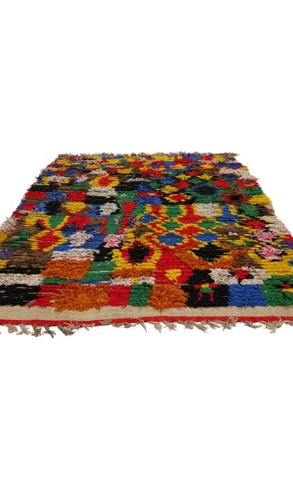 4 x 7 Colorful Vintage Moroccan Azilal Rag Rug 21738