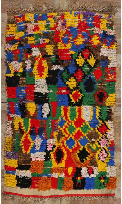 4 x 7 Colorful Vintage Moroccan Azilal Rag Rug 21738