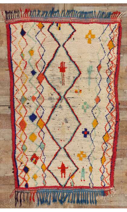 ​4 x 7 Colorful Vintage Moroccan Azilal Rug 21732