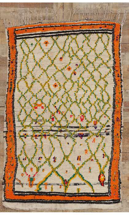 ​4 x 7 Colorful Vintage Moroccan Azilal Rug 21736