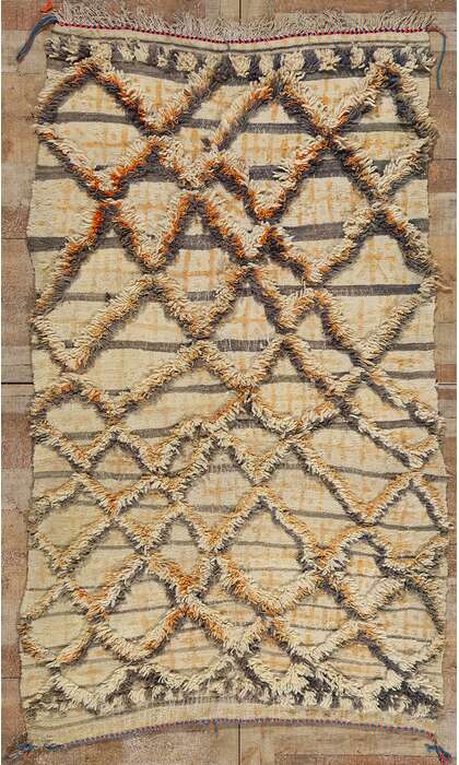 4 x 7 Vintage High-Low Moroccan Azilal Rug 21744