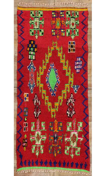 4 x 9 Vintage Red Moroccan Azilal Rug 21807