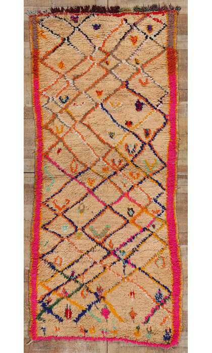 4 x 9 Colorful Vintage Moroccan Azilal Rug 21829