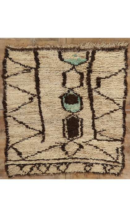 5 x 5 Vintage Neutral Moroccan Azilal Rug 21763
