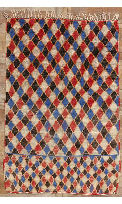​5 x 8 Vintage Harlequin Moroccan Azilal Rug 21755