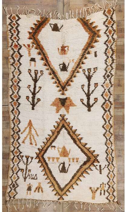 6 x 10 Vintage Neutral Moroccan Azilal Rug 21822