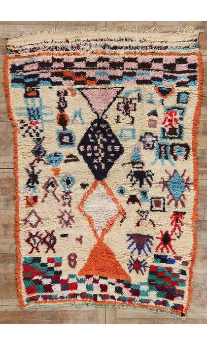 6 x 9 Colorful Vintage Moroccan Azilal Rug 21782