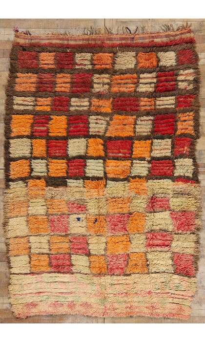 6 x 9 Vintage Checkered Moroccan Azilal Rug 21812