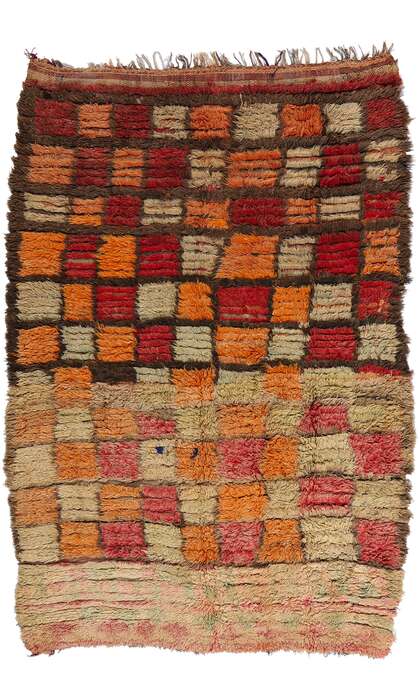 6 x 9 Vintage Checkered Moroccan Azilal Rug 21812