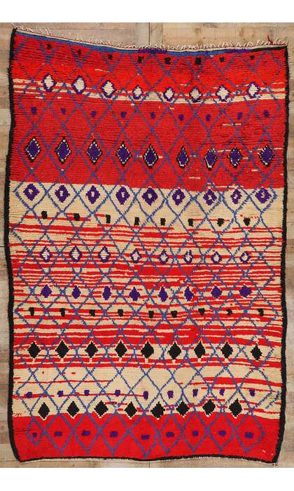 7 x 10 Vintage Red Moroccan Azilal Rug 21771