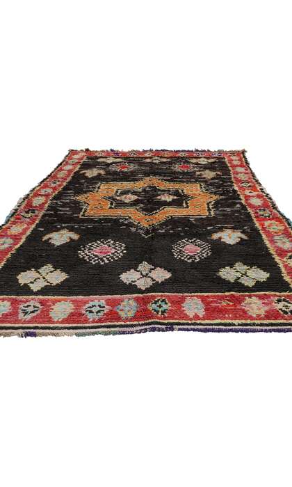 4 x 8 Vintage Black Moroccan Azilal Rag Rug 21834