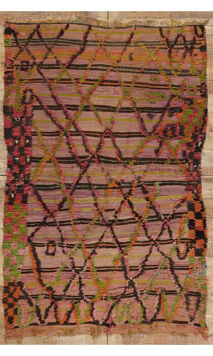 5 x 7 Vintage High-Low Taznakht Moroccan Rug 21837