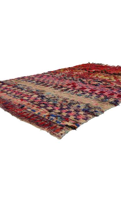 5 x 8 Vintage Checkered Boujad Moroccan Rag Rug 21816