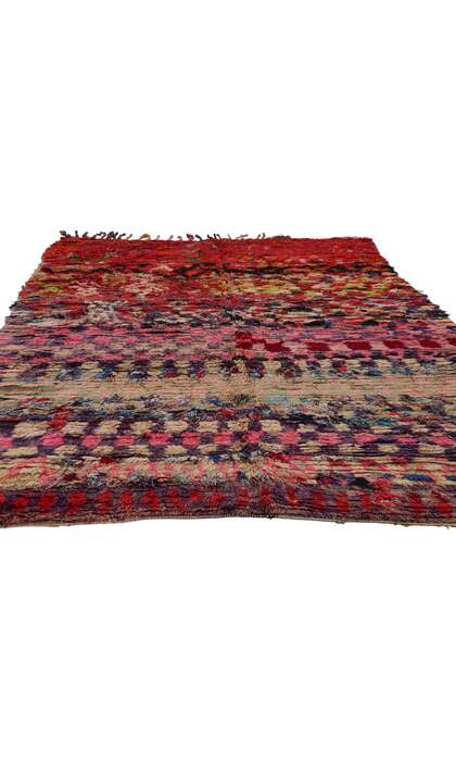 5 x 8 Vintage Checkered Boujad Moroccan Rag Rug 21816