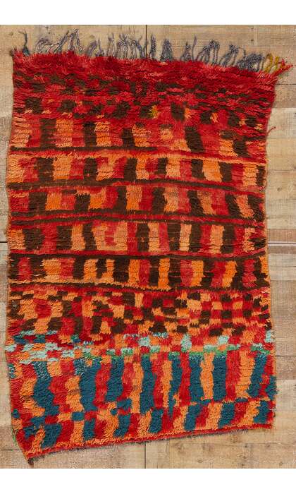 4 x 5 Vintage Red Boujad Moroccan Rug 21733