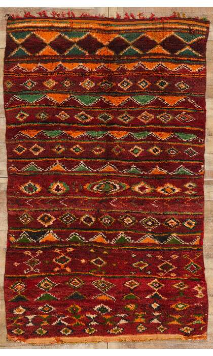 ​5 x 8 Vintage Earth-Tone Boujad Moroccan Rug 21754