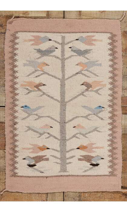 2 x 3 Antique Navajo Pictorial Tree of Life Rug 78719